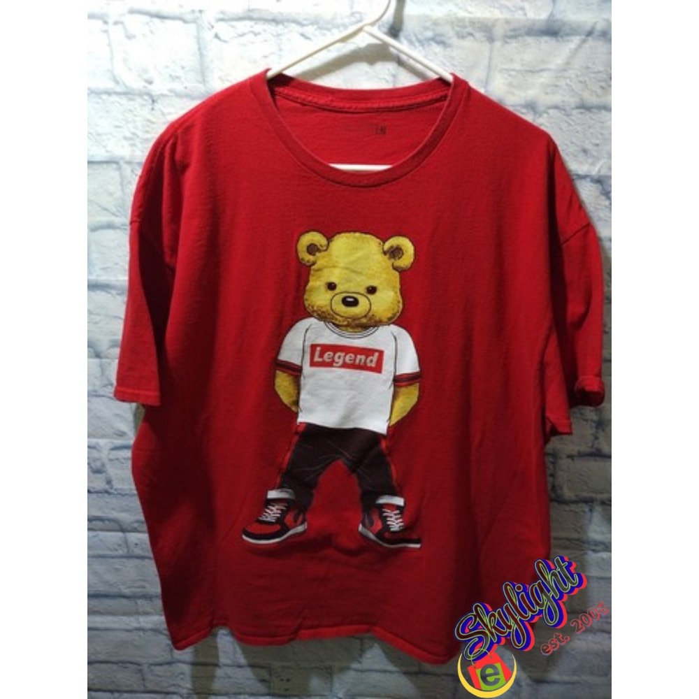 Fruit Men's Red Streetwear Supreme Style Legend Bear Shirt Size X Large